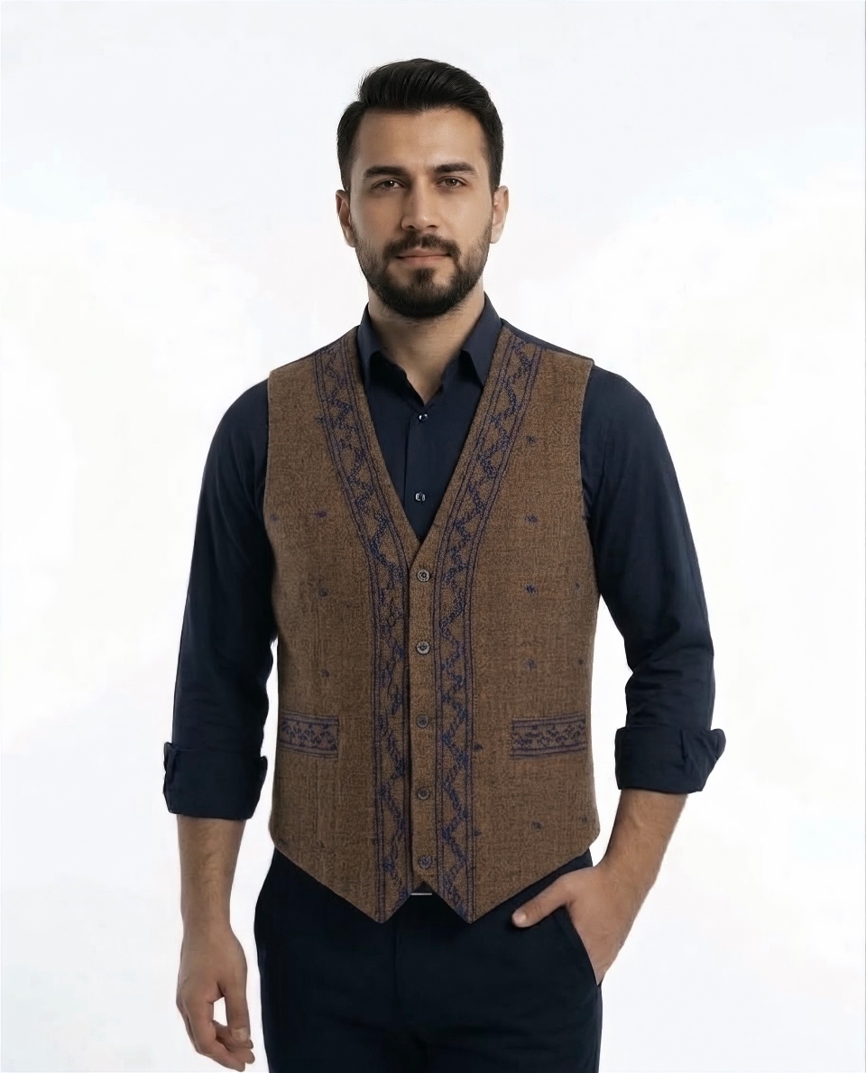 Men's vest made from Erzurum's regional fabric.